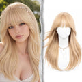 Creamy Platinum Blonde Wigs 22 Inch Long Layered Wig with Bangs - Voluminous, Realistic Scalp & Hairline, Versatile Style for Women