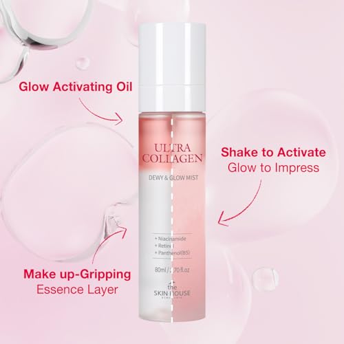 Ultra Collagen Ampoule Face Mist for Dewy & Radiant Skin ? Hydrating Korean Skincare Spray with Niacinamide & Retinol, Lightweight Moisture Glow Mist, 2.70 fl.oz