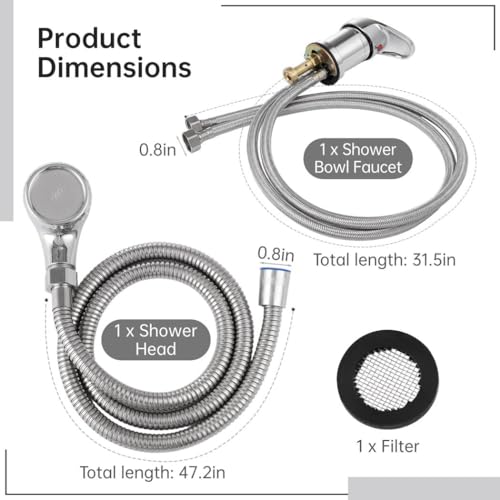 Homaisson Beauty Salon Shampoo Sink Bowl Faucet and Sprayer Kit, Leak-Proof Shampoo Bed Faucet with Metal Hose, Hot and Cold Mixer Tap Sprayer Set for Hair Beauty Salon