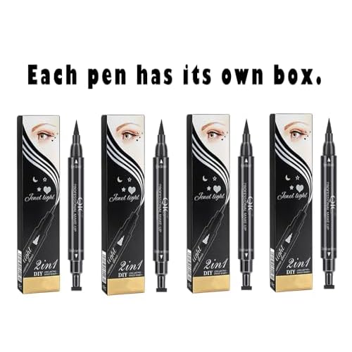 Winged Eyeliner Stamp Set, 4 PCs Dual-ended Eyeliner Pens with Felt Tip & Wing Stamp, Long Lasting and Smudge Proof Eye Makeup for Women