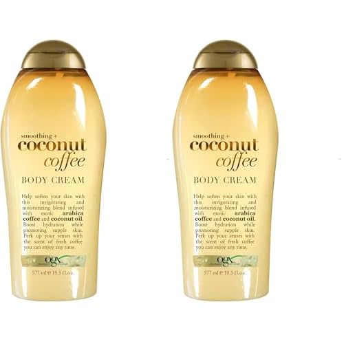 OGX Smoothing + Coconut Coffee Body Cream 19.5 oz,(Pack of 2)