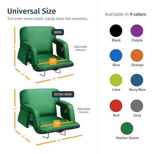 21-Inch Wide Stadium Seat Cushion with Back Support - Hunter Green