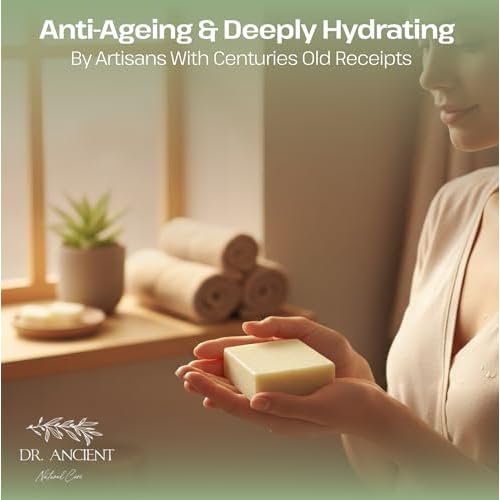 Dr.Ancient Donkey Milk Soap Bar, Organic Soap Bars Handcrafted the Traditional Way, Natural Chemical-Free, Used for Face Wash, Body Wash, Hand Cleansing and Daily Skin Care, Nourishing Cleanser