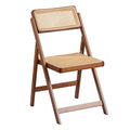 Walnut Furlide Rattan Folding Chair - Bamboo Dining Seating, Portable & Stylish, 1 Pack