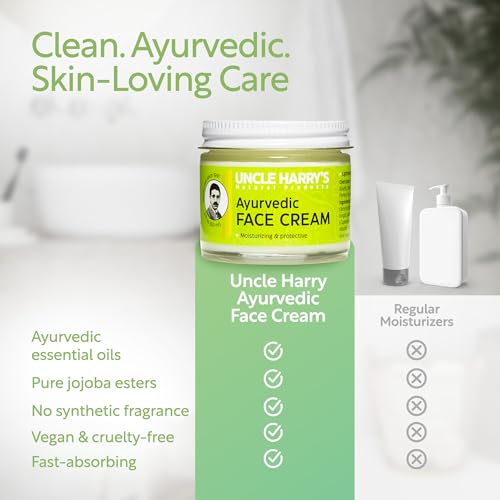 Ayurvedic Face Cream with Jojoba, Turmeric & Sandalwood – Natural Moisturizer, Vegan, 2oz