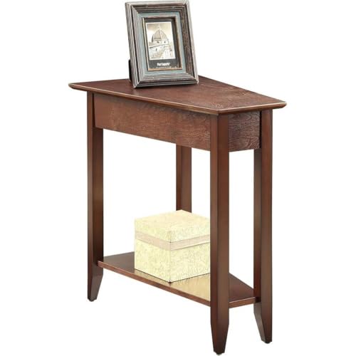 American Heritage Wedge End Table - Narrow Accent Side Table with Shelf, Espresso Finish
