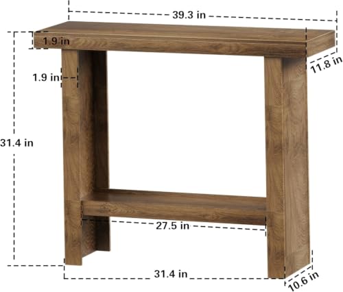 LIFECHOVY Farmhouse Narrow Wood Entryway Console Table with Storage - Brown