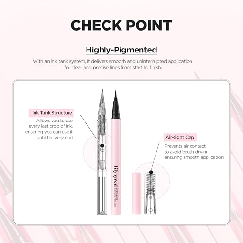 lilybyred AM9 to PM9 Survival Penliner | Korean Waterproof Liquid Eyeliner, 0.1mm Ultra-Fine Brush, Highly Pigmented, Quick-Dry, Smudge-Proof, Long-Lasting, Precision Line, 0.021 oz. (02 Matt Brown)
