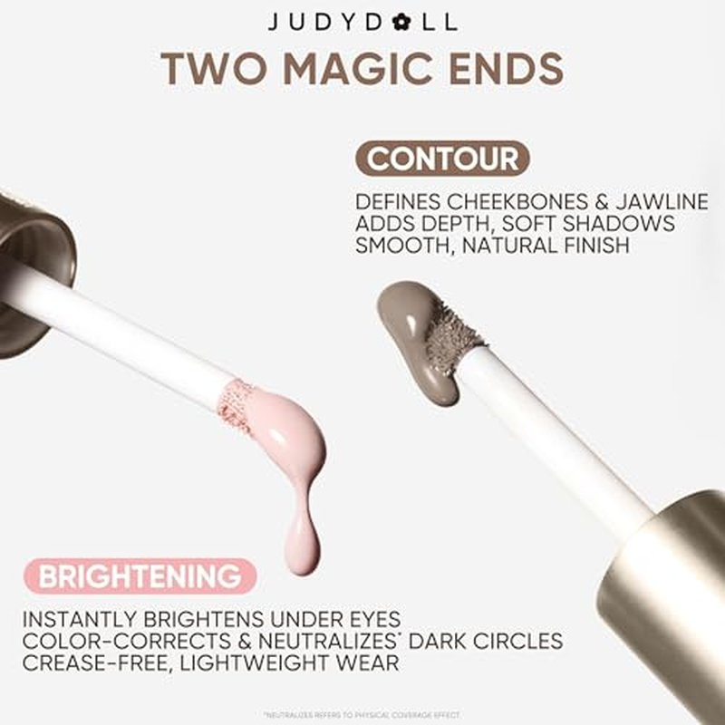 JUDYDOLL Liquid Contour & Under Eye Brightening,Highlighter, Buildable, Ultra-Blendable Contour, Face Contouring Liquid (02 Fair With Warm Undertones)