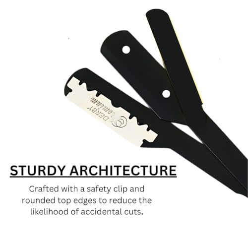 Professional Straight Razor for Men Barber Straight Edge Razor with Derby Blades and Pouch. Stainless Steel Shavette Razor for Men ? 100 Pack for Smooth, Precise Shaving