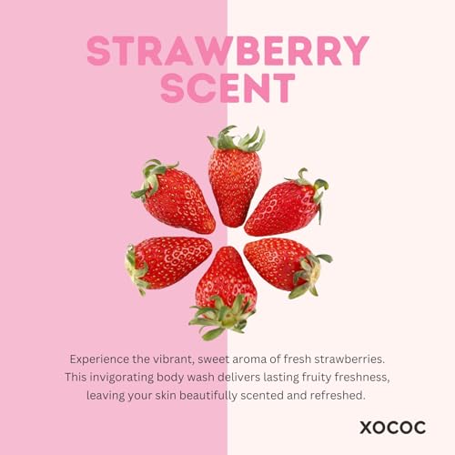 XOCOC Strawberry Milk Body Wash 33.8 fl oz | Moisturizing, pH-Balanced Shower Gel