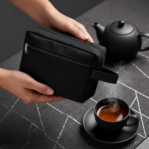 Travel Toiletry Bag for Men Women Black 48 pcs Water-Resistant Hanging Cosmetic Organizer