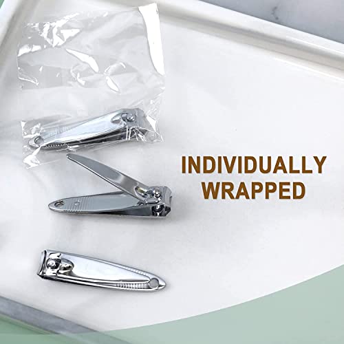 Stainless Steel Nail Clippers, 200 Pack Individually Wrapped, Bulk for Homeless, Shelter, Air Bnb, Hotel