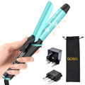 Casavok 1 Inch Blue Mini Travel Curling Iron - Dual Voltage with European Plug Adapter