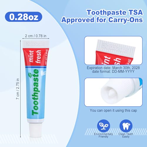 120 Mini Travel Size Toothpaste Tubes 0.28 oz Bulk – TSA Approved, Mint Fresh
