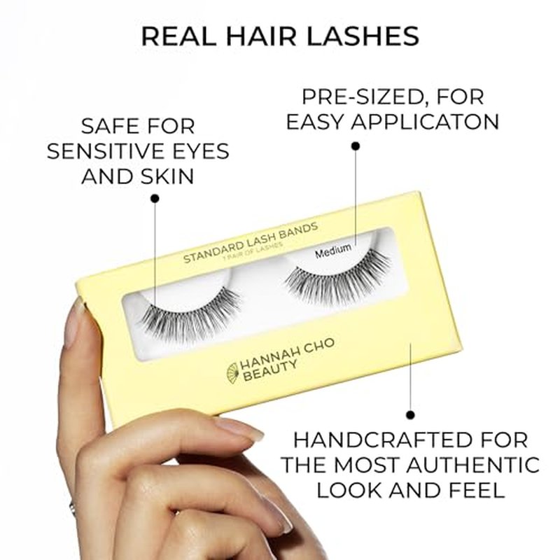 Best Lashes for Hooded Eyes - Weightless, Natural, Strip False Eyelashes - Designed for Hooded Eyelids - Medium Style - Hannah Cho Beauty