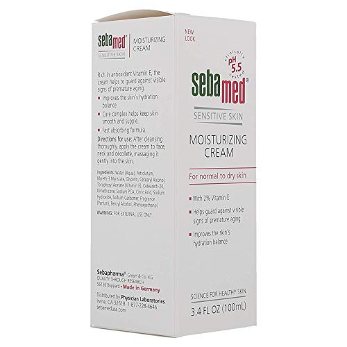 SEBAMED Moisturizing Face Cream with Pump 3.4oz for Sensitive Skin, Hypoallergenic & pH 5.5