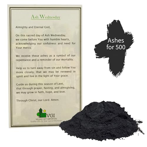 Palm Ashes and Blessing Card | For use at Ash Wednesday Services | Christian and Catholic Church Supplies | Black | Serves Congregation of 500 People