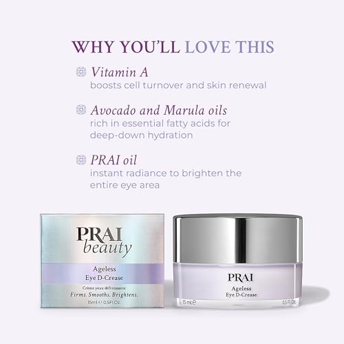 PRAI Beauty Ageless Eye D-Crease, Anti-Aging Eye Cream for Instantly Ageless-Looking Eyes, Under Eye Cream