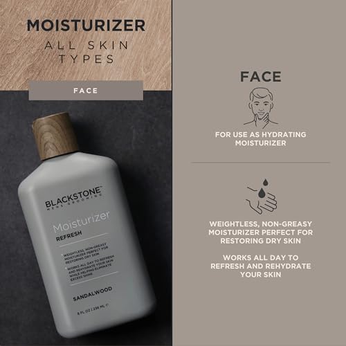 Men's Facial Moisturizer with Hyaluronic Acid & Vitamin E - 8 Oz Pack of 2, Sandalwood - Lightweight & Non-Greasy