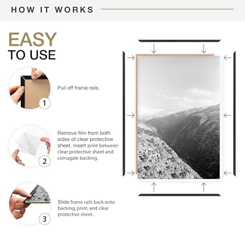 24x36 Inch Poster Frame Set - Black Gallery Wall Frames, 6-Pack