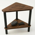 Corner Teak Shower Stool with Shelf - Waterproof Wooden Bathroom Seat