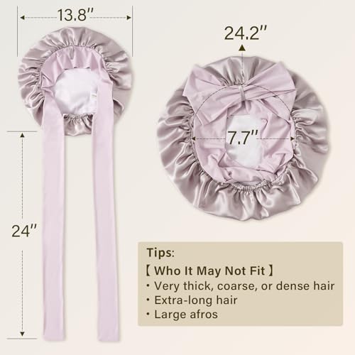 ZIMASILK 100% Mulberry Silk Bonnet for Sleeping Women Long Hair, Purple, One Size
