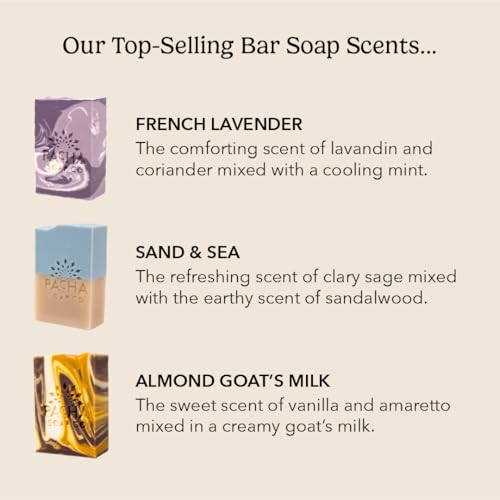 Natural Handmade Bar Soap Set with Almond Oil, Goat’s Milk & Lavender - 3 Pack