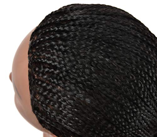 African American Mannequin Head with Human Hair for Hair Styling Practice - Natural Black, Straight, 22 Inch