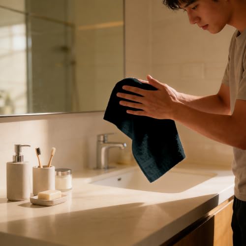 Avalon Towels Black Cotton Face Washcloths 12x12 Inch, Pack of 48