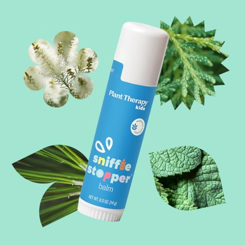 Plant Therapy Kids Sniffle Stopper Balm Stick 0.5 oz Supports Clear, Easy Breathing, Soothes Skin While Easing Congestion, All Natural Ingredients
