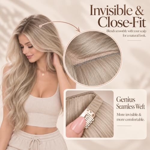 Ve Sunny Genius Clip-In Human Hair Extensions Golden Blonde Highlights 14 Inch