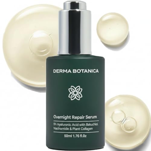Overnight Repair Serum,Derma Botanica Overnight Serum,with Multi-Molecular Hyaluronic Acid - smooth, and refresh the look of skin for a more youthful appearance. 1.76fl.oz(1pc)