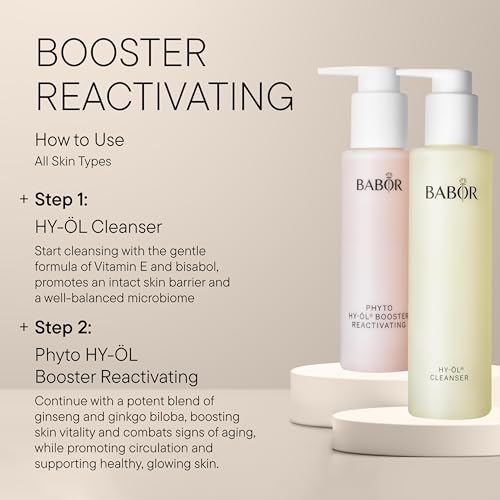 BABOR HY-OL Cleanser & Phyto HY-OL Booster Reactivating Set, Double Cleansing, Oil Cleanser and Makeup Remover Oil, Soothes and Reinvigorates Dry Skin