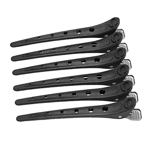 Cricket Professional Salon Carbon Hair Clips - Heat Resistant, Anti-Static, Non-Slip, Lightweight, Unbreakable, Sturdy Stainless Steel Spring Grips - Black, 6-Pack