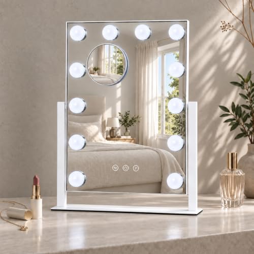 Makeup Mirror with Lights 10X Magnification 16.5 x 13.1 inch - Homtang