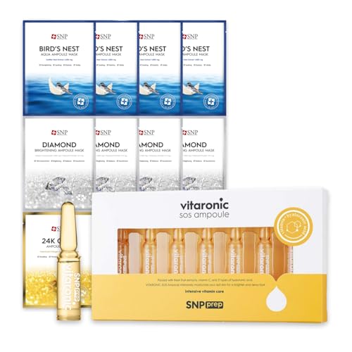 [K Beauty Snp] Variety Ampoule Sheet Mask Set & Vitaronic SOS Ampoule