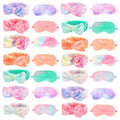 Tie-Dye Color 28-Piece Spa Headband and Eye Mask Set for Sleepovers & Parties