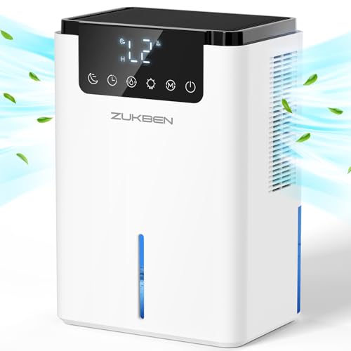2200ML Dehumidifier for Home & Basement with 75oz Water Tank, Quiet 2 Modes, Auto Shut Off & Ambient Light