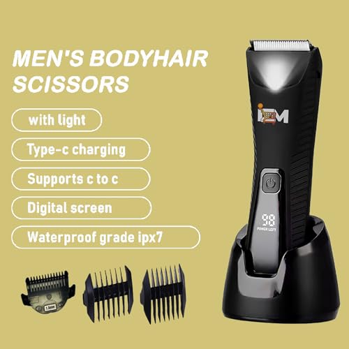 Body Hair Trimmer for Men ? Waterproof Groomer with Skin-Friendly Blade, USB Rechargeable Ball Shaver for Sensitive Areas Men Grooming Trimmer (Black)