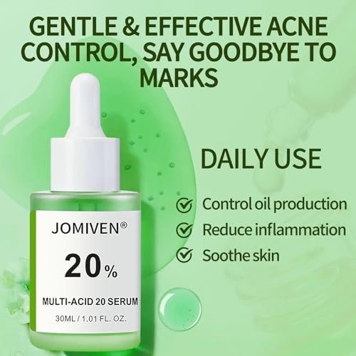 Multi-Acid 20% Serum-10% Azelaic Acid & 3% Tranexamic Acid - 5% Zinc PCA & 2% Salicylic Acid - 20% Active Formula for Blemish Care, Visible Post-Acne Marks & Texture Refining