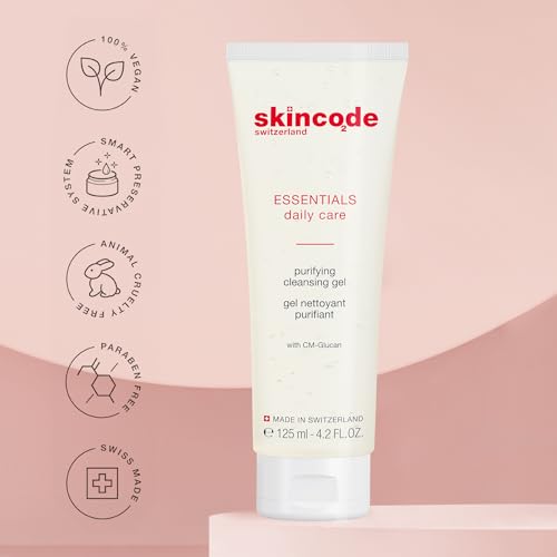 Skincode Essentials Purifying Cleansing Gel - Deep Cleansing Formula | Removes Makeup & Regulates Sebum | with CM-Glucan, Pro-Vitamin B5 & Botanical Extracts | For All Skin Types (4.2 Oz / 125 mL)