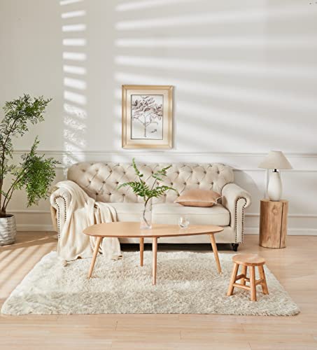 Natural Solid Wood Round Coffee Table with Removable Legs - WoJKod