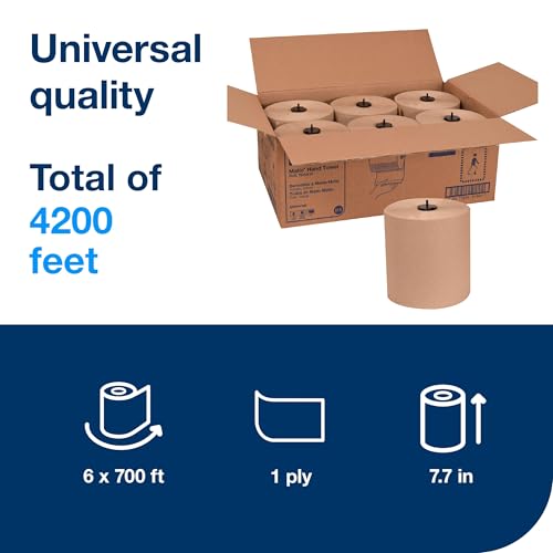 Natural Paper Hand Towels Roll 6 x 700 ft Tork Matic H1 Dispenser-Ready
