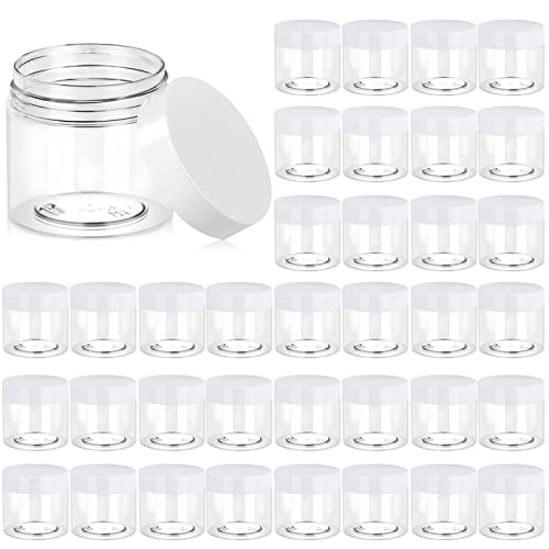 Eternal Moment 36 Pack 6 OZ Plastic Cosmetic Jars with White Lids - Clear Containers