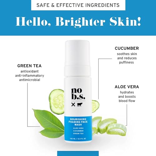 No Bad Stuff - Foaming Cleanser, Natural Face Wash with Cucumber, Green Tea & Aloe Vera, for Oily, Combination, Dry, Normal, Sensitive & Acne Skin, Gluten Free & Vegan, 5.4 FL Oz