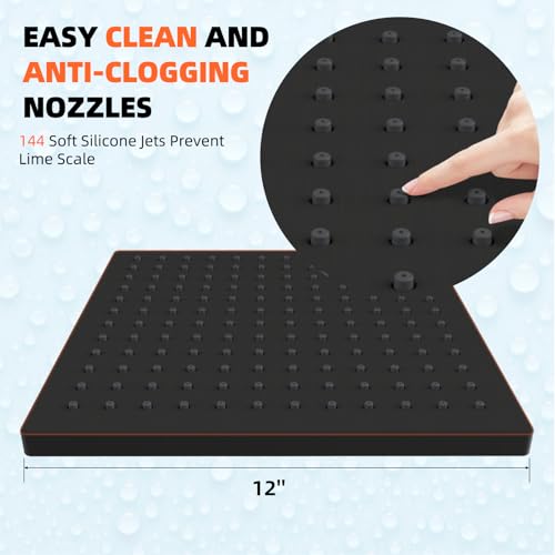 Hibbent 12-inch Square High Pressure Rain Shower Head Oil Rubbed Bronze, cUPC Certified