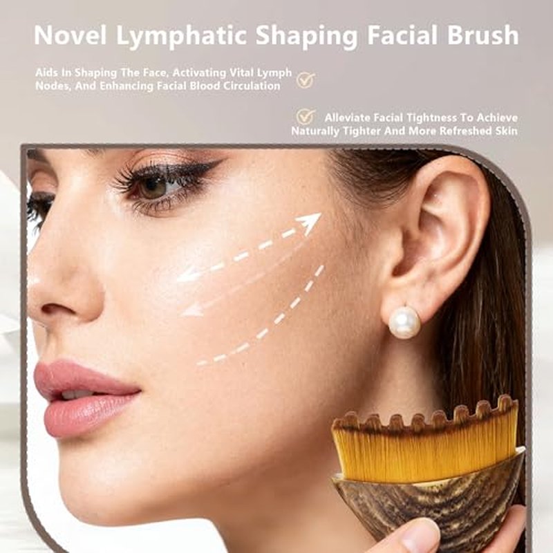 2 PCS Lymphatic Contour Face Brush ? Lymphatic Drainage Massager for Face, Chin & Jawline Sculpting, Anti-Puffiness Dry Brushing Tool with Ergonomic Design & Soft Bristles for All Skin Types
