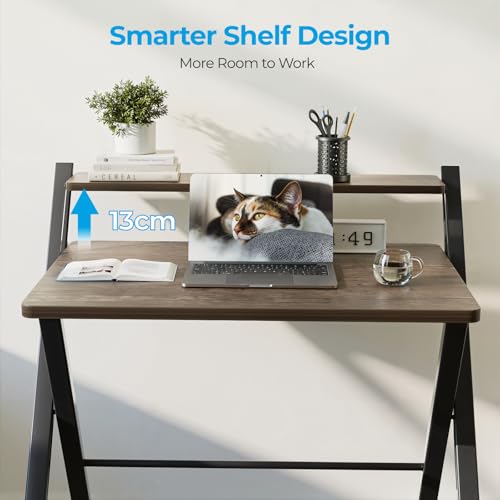 GreenForest 22 x 27.3 Inch Folding Computer Desk - No Assembly, Brown