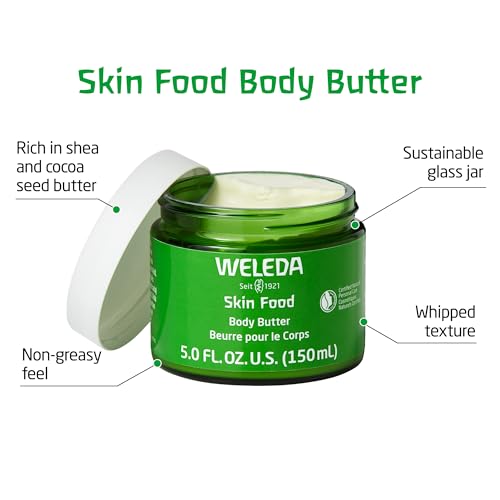 Weleda Skin Food Body Butter 5 Fluid Ounce & Skin Food Lip Butter, 0.27 Ounce, Plant Rich Moisturizing Lip Care with Sunflower Seed Oil, Chamomile and Calendula